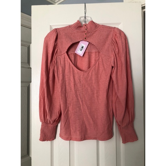 Nation LTD Sz Sm Sandrine Boheme Pink Puff Sleeve Top Blouse Cottage Boho - Picture 6 of 8